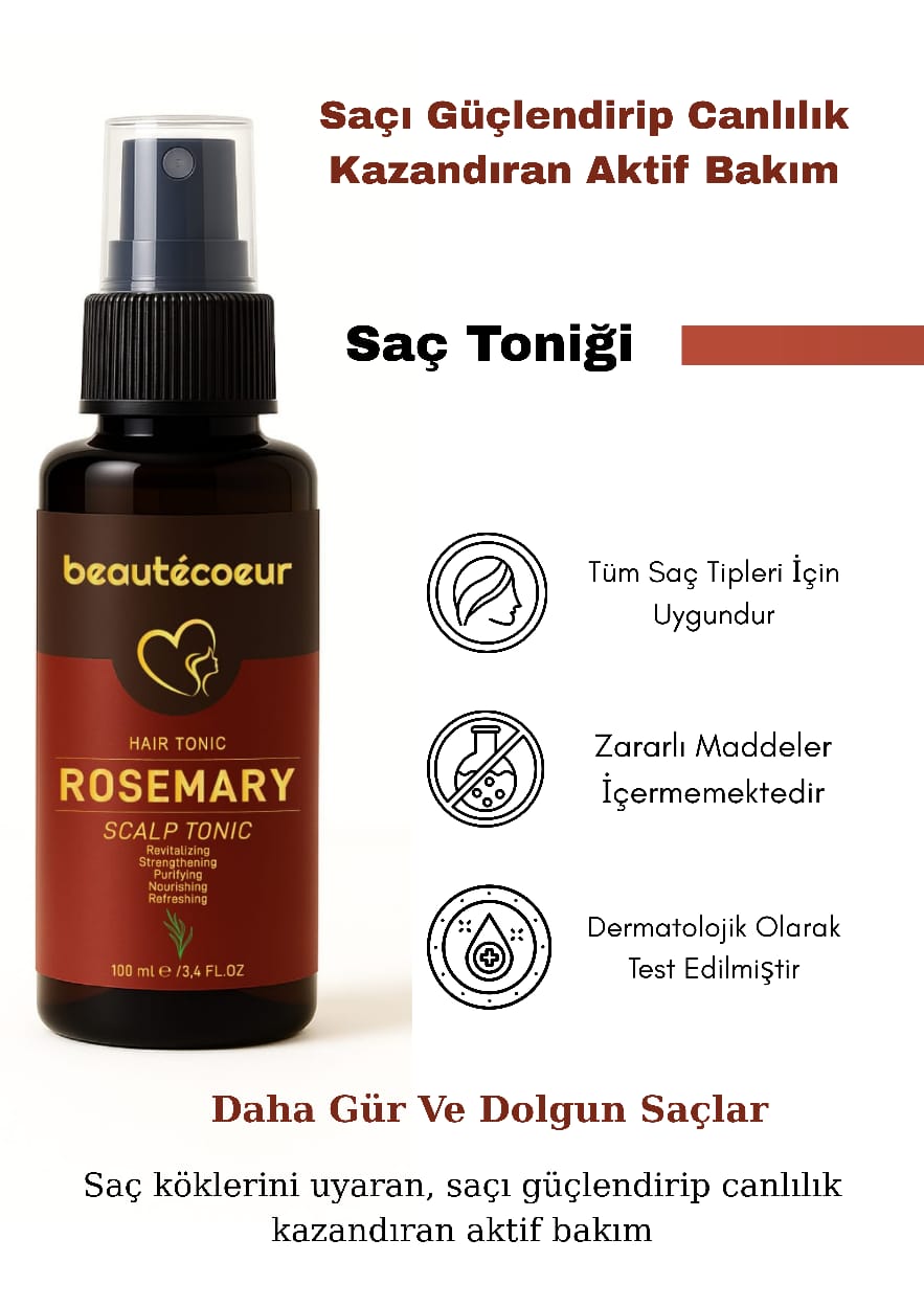 Beautecoeur Rosemary İçerikli Dolgunlaştırıcı ve Dökülme Önleyici Saç Bakım Toniği 100 ML
