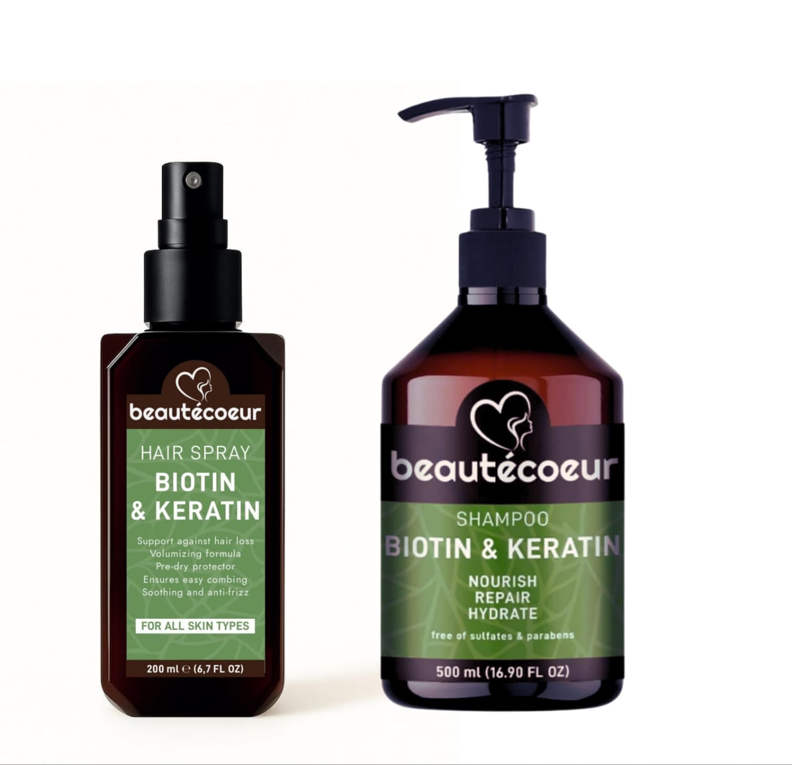 Beautecoeur Keratin Ve Biotin İçerikli Onarıcı ve Besleyici Saç Bakım Seti